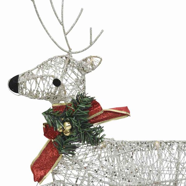 vidaXL Reindeer And Sleigh Christmas Decoration Set of 2 Gold Mesh, Metal