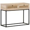 vidaXL Console Table Bleached wood, natural cane, black steel