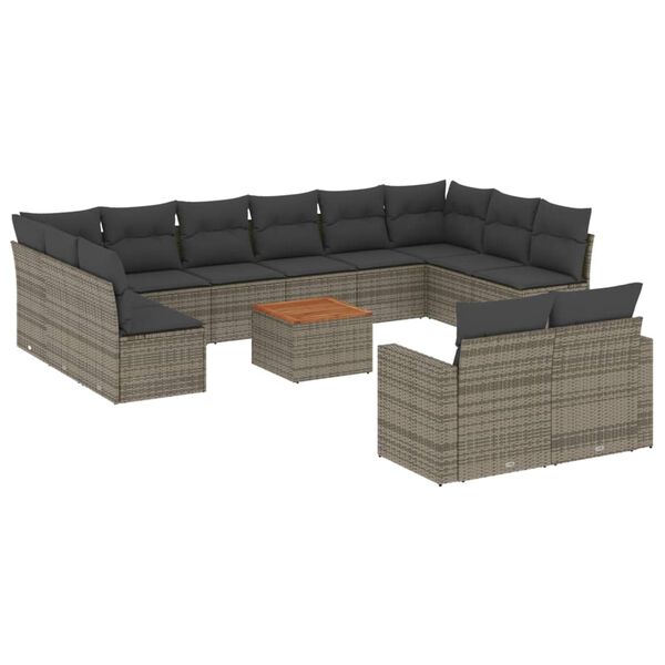 vidaXL Garden Sofa Set Set of 13 Grey PE Rattan Large Modular