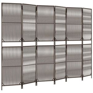 vidaXL Room Divider 6 Panels Brown Poly Rattan