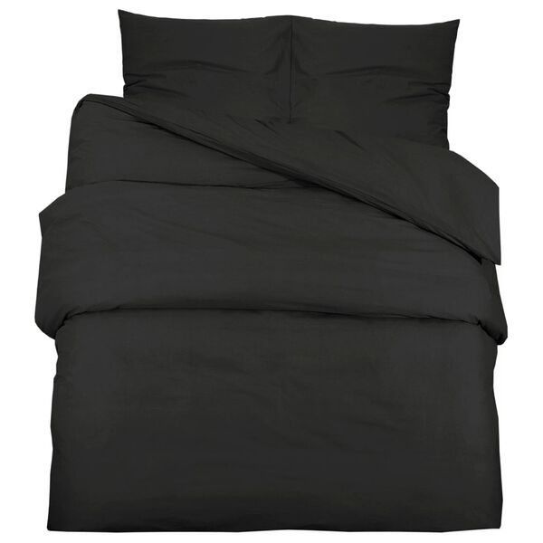 vidaXL Duvet Cover Set Black Microfiber 94.5 x 86.6 in Lightweight