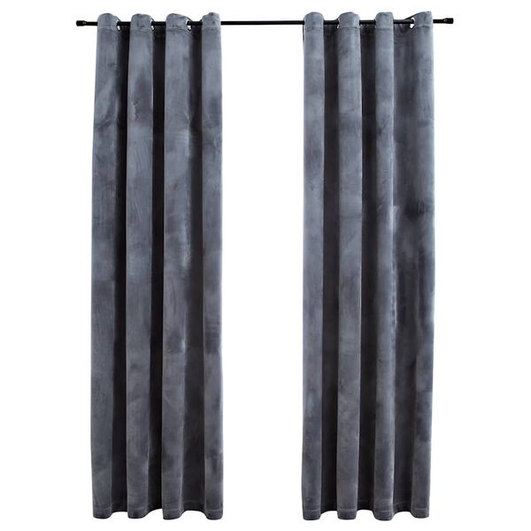 vidaXL Blackout Curtains with Rings 2 pcs Anthracite 54"x84" Velvet