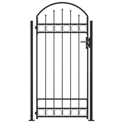 vidaXL Fence Gate with Arched Top and 2 Posts 41.3"x80.3" Black