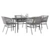 vidaXL Garden Dining Set Grey PE rattan Medium Removable Covers