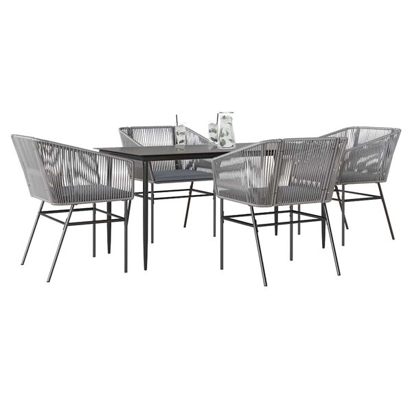 vidaXL Garden Dining Set Grey PE rattan Medium Removable Covers