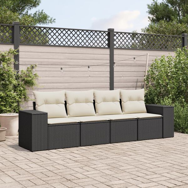 vidaXL Garden Sofa Set Black, Cream white