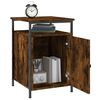 vidaXL Bedside Cabinet Smoked Oak Engineered Wood, Iron Compact