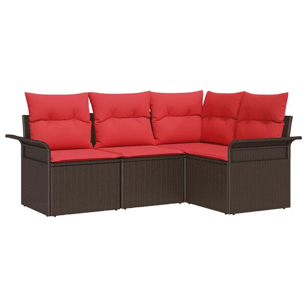 vidaXL Garden Sofa Set with Cushion Brown Poly Rattan