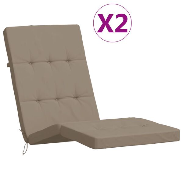 vidaXL Deck Chair Cushion Set of 2 Taupe Oxford fabric (100% polyester)