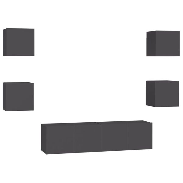 vidaXL TV Cabinet Grey Engineered Wood Medium TV Cabinet Rectangular