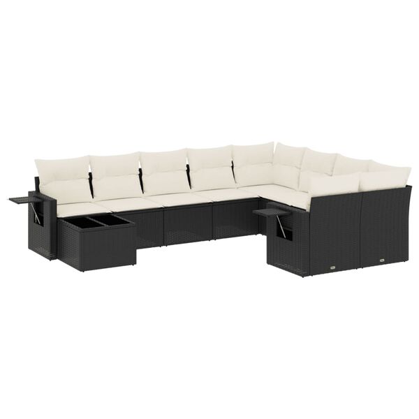 vidaXL Garden Sofa Set Black, Cream white