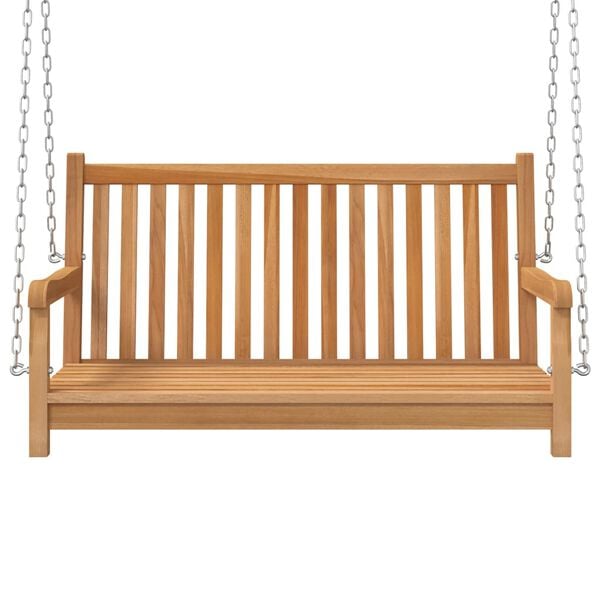 vidaXL Swing Bench Natural Teak Solid Teak Wood Standard Durable