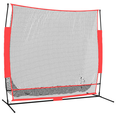 vidaXL Portable Baseball Net Black and Red 84.6"x42.1"x85" Polyester
