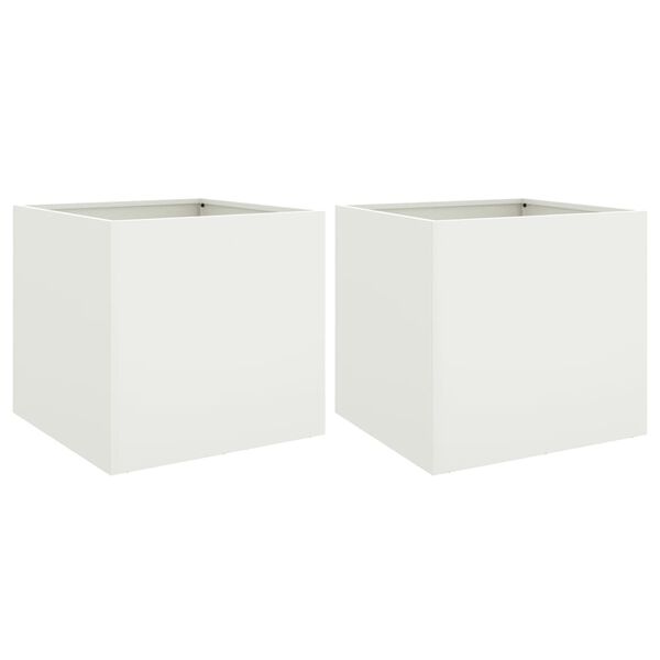 vidaXL Planter Set of 2 White Cold-rolled steel Medium Strong