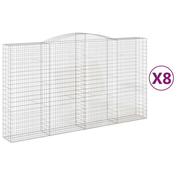 vidaXL Gabion Basket Set of 8 Silver Galvanized Iron Large Durable