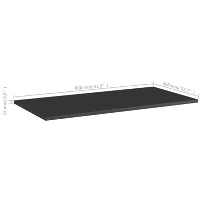vidaXL Bookshelf Boards 4 pcs High Gloss Black 31.5"x15.7"x0.6" Engineered Wood