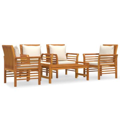 vidaXL 5 Piece Patio Lounge Set with Cushions Solid Wood Acacia