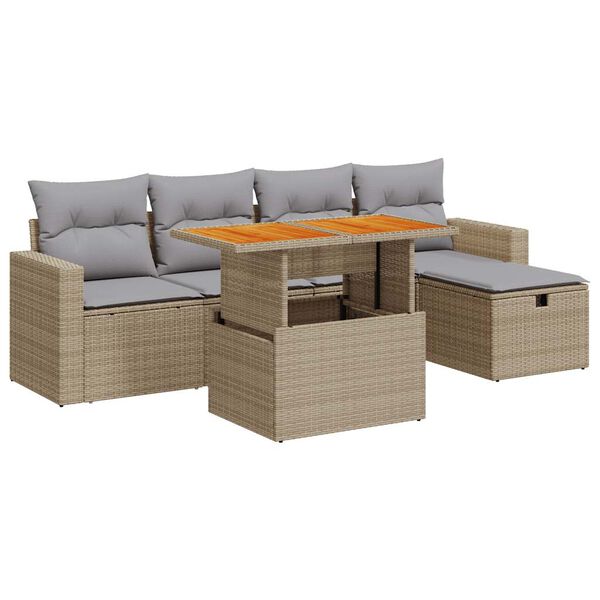 vidaXL Garden Sofa Set Beige, Black