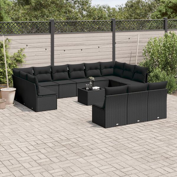 vidaXL Garden Sofa Set Black