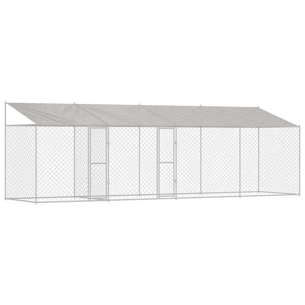 vidaXL Dog Cage with Roof Silver 314.96 x 78.74 x 101.57 in