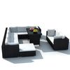 vidaXL Outdoor Furniture Set Black PE Rattan 10-Piece Set Modular