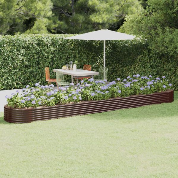 vidaXL Large Oval Garden Raised Bed Brown Powder-coated Steel Large