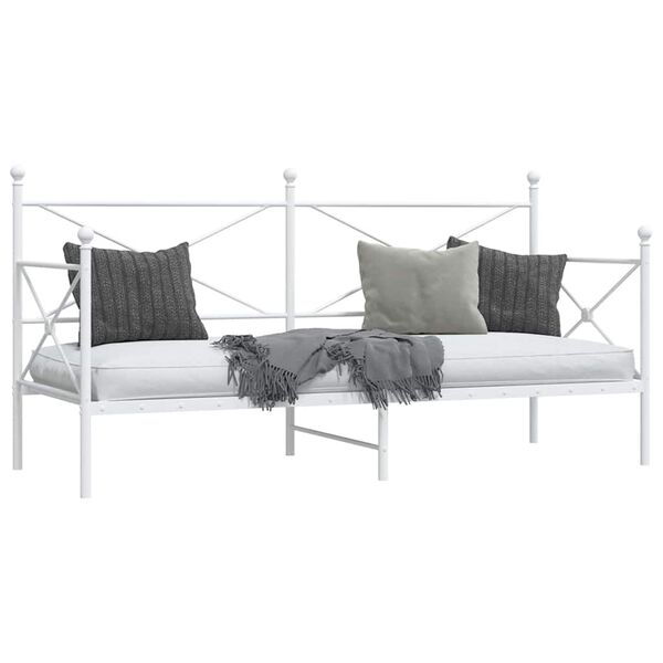 vidaXL Daybed With Trundle White Steel Single bed size