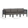 vidaXL 3-seater Sofa Anthracite Poly rattan Medium Modular