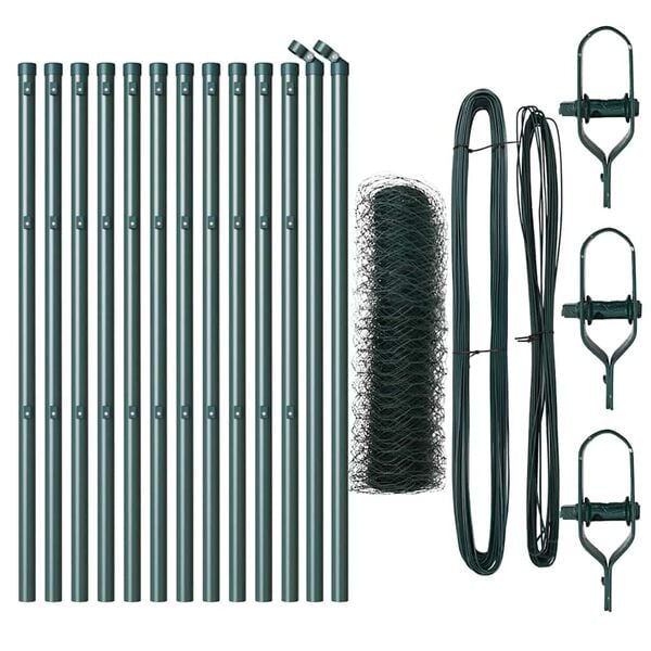 vidaXL Fence Post Green 82.02 x 1.31 ft (1.42 in mesh) Steel and PVC