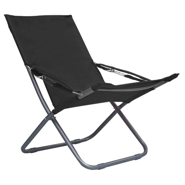 vidaXL Folding Beach Chairs 2 pcs Fabric Black