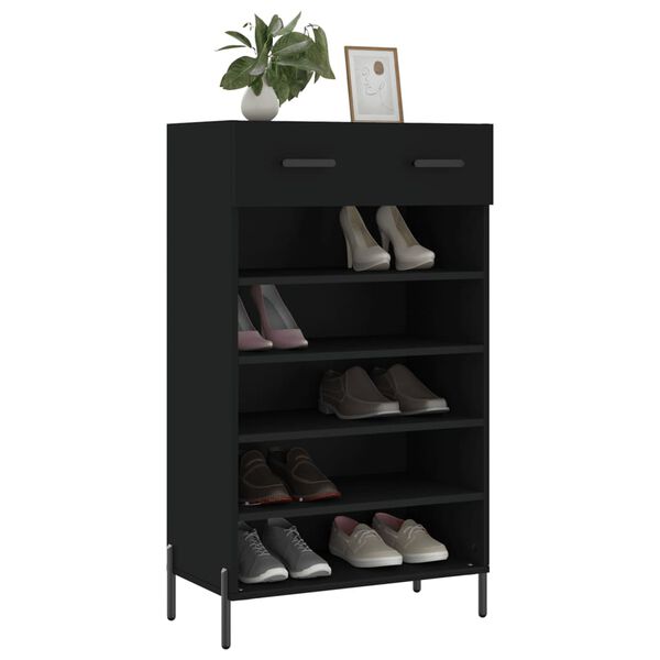 vidaXL Shoe Cabinet Black Engineered wood, iron, zinc alloy Medium