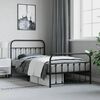 vidaXL Bed Frame Black Powder-Coated Steel Twin Bed Frame Rectangular