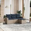 vidaXL 4 Piece Patio Sofa Set with Cushions Gray Poly Rattan