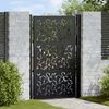 vidaXL Garden Gate Black 39.4x59.1" Steel Leaf Design