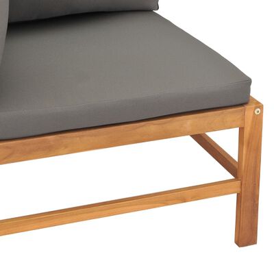 vidaXL Corner Sofa with Dark Gray Cushions Solid Teak Wood