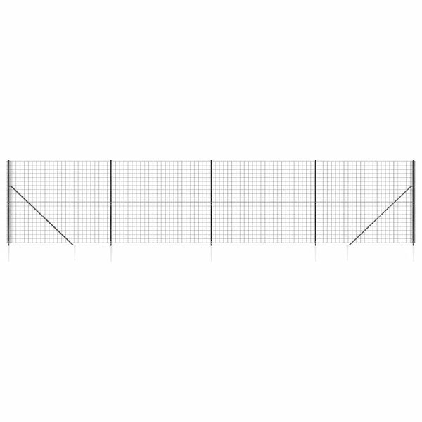 vidaXL Wire Mesh Fence with Spike Anchors Anthracite 5.9x32.8'