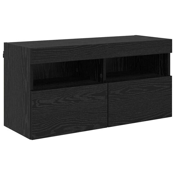 vidaXL TV Wall Cabinet Wall-mounted Black Oak 31.50 x 11.81 x 15.75 in