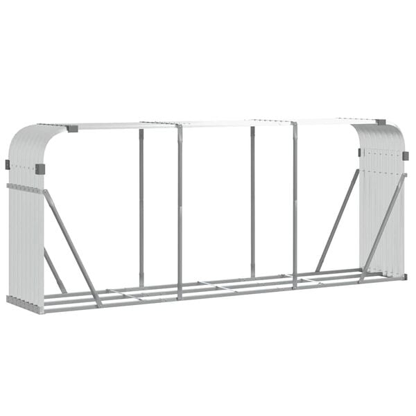 vidaXL Log Holder Silver 92.1"x17.7"x39.4" Galvanized Steel
