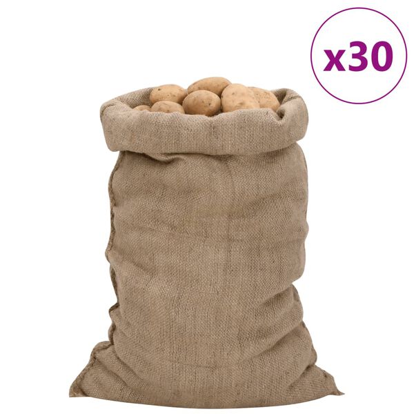 vidaXL Jute Sacks 30 pcs 23.6x41.3" 100% Jute 340 gsm