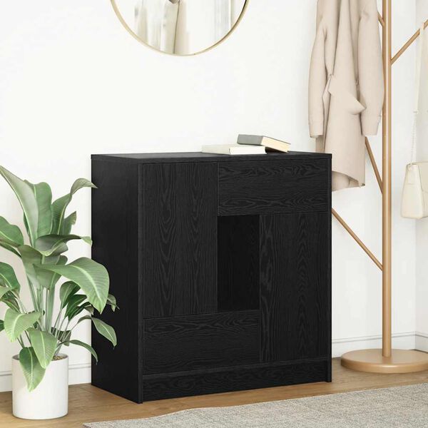 vidaXL Sideboard Black Oak Engineered Wood 27.8 x 13.4 x 29.3 in