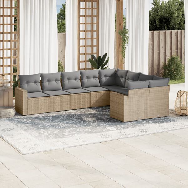 vidaXL Garden Sofa Set Beige PE rattan Large Modular Garden Sofa Set