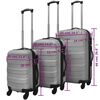 vidaXL Three Piece Hardcase Trolley Set Silver 17.9"/21.7"/26"