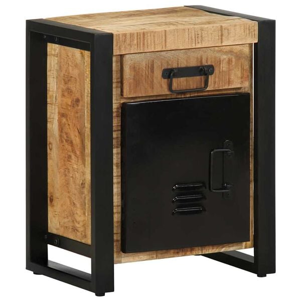 vidaXL Bedside Cabinet Rough Mango Wood Solid Mango Wood Medium