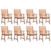 vidaXL Patio Dining Chairs 8 pcs with Cushions Solid Acacia Wood