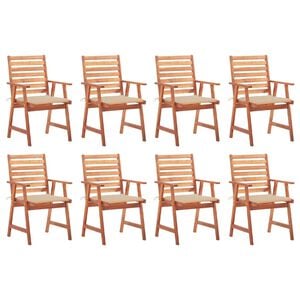 vidaXL Patio Dining Chairs 8 pcs with Cushions Solid Acacia Wood