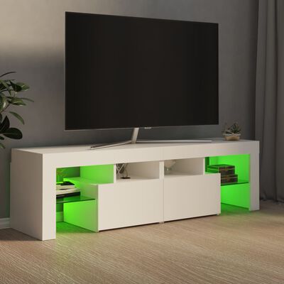 vidaXL TV Cabinet with LED Lights White 55.1"x14.4"x15.7"