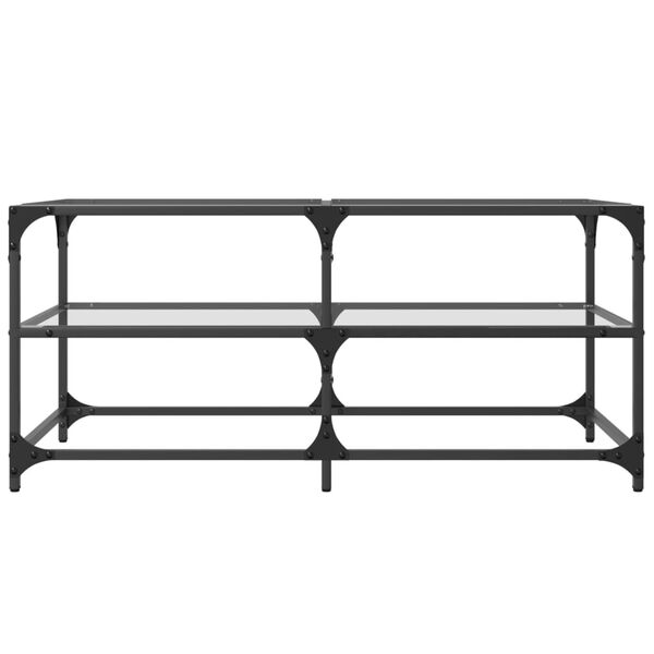 vidaXL Coffee Table Transparent glass Engineered wood, steel and glass