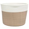 vidaXL Storage Basket Brown and White Woven Cotton 9.4 x 7.1 in