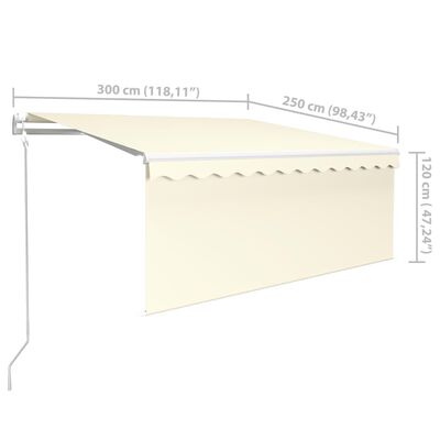 vidaXL Automatic Retractable Awning with Blind 9.8'x8.2' Cream