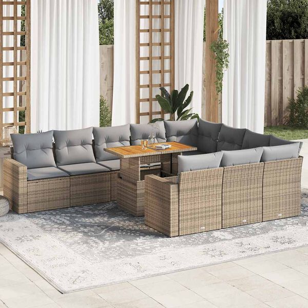 vidaXL Garden Sofa Set Beige, Light Grey